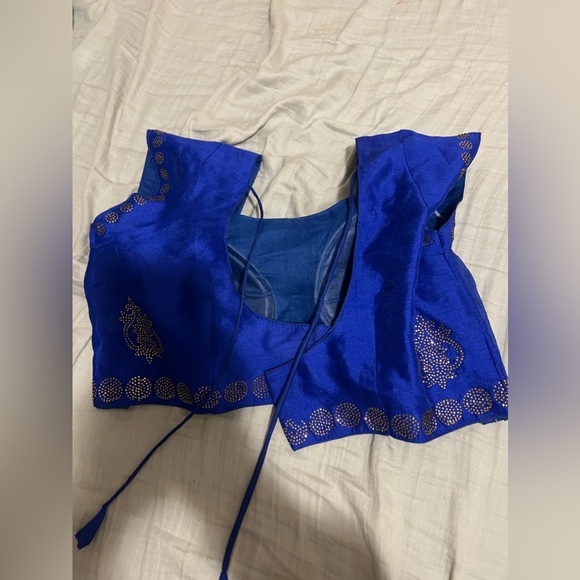 Royal Blue Indian Saree Blouse - Picture 2 of 3